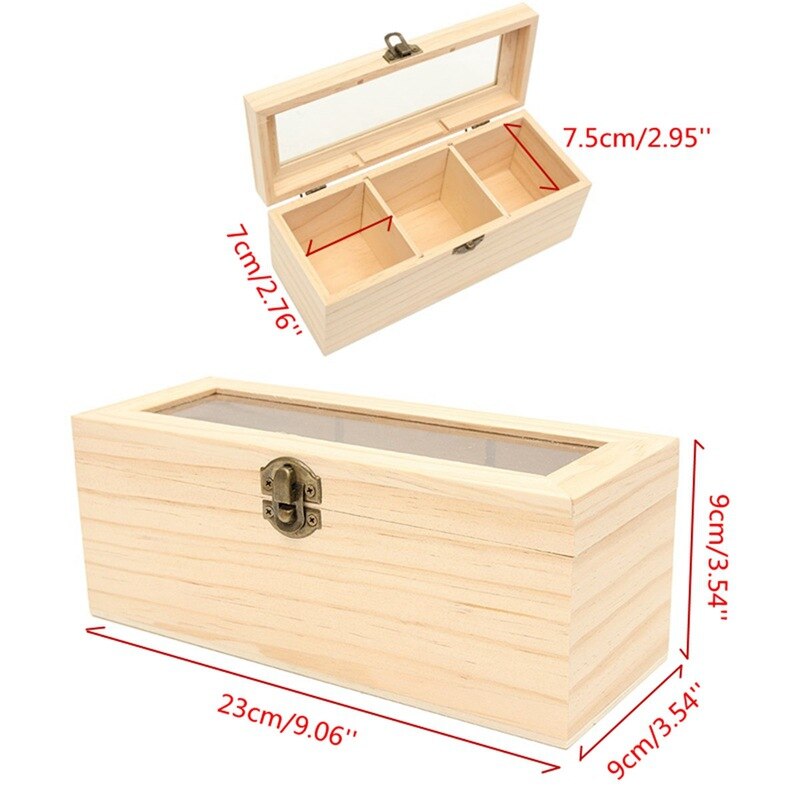 1Pcs Multifunctional Container Jewelry Store Box Home Organizer 3 Compartments Storage Tea Box Ornament Accessory