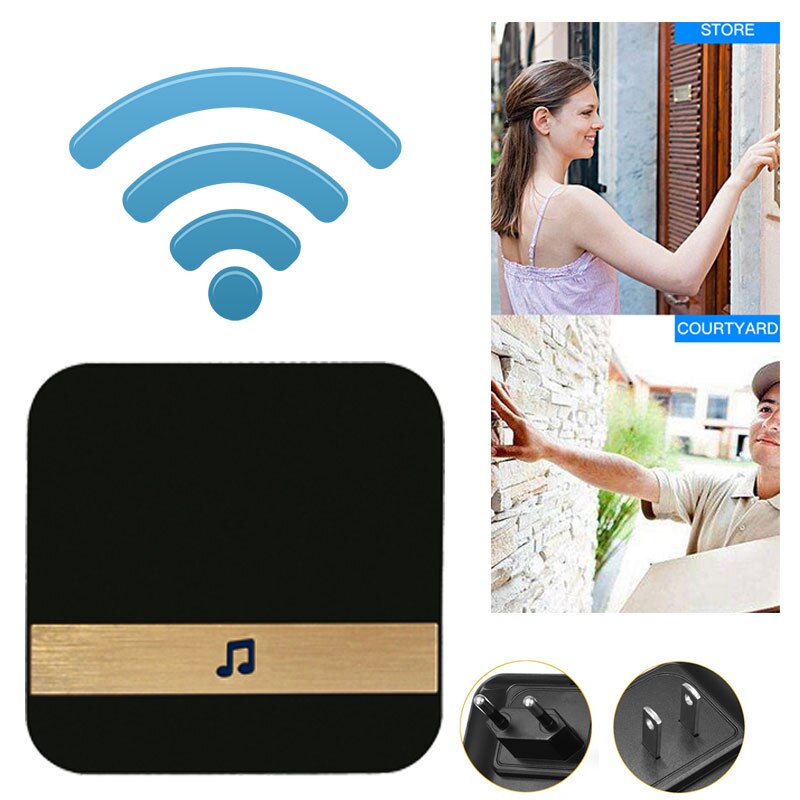 Visual Doorbell Chime Wifi Doorbell Chime Plug-In Chime Universal Black 433.0MHz Waterproof Door Hardware House Office Market