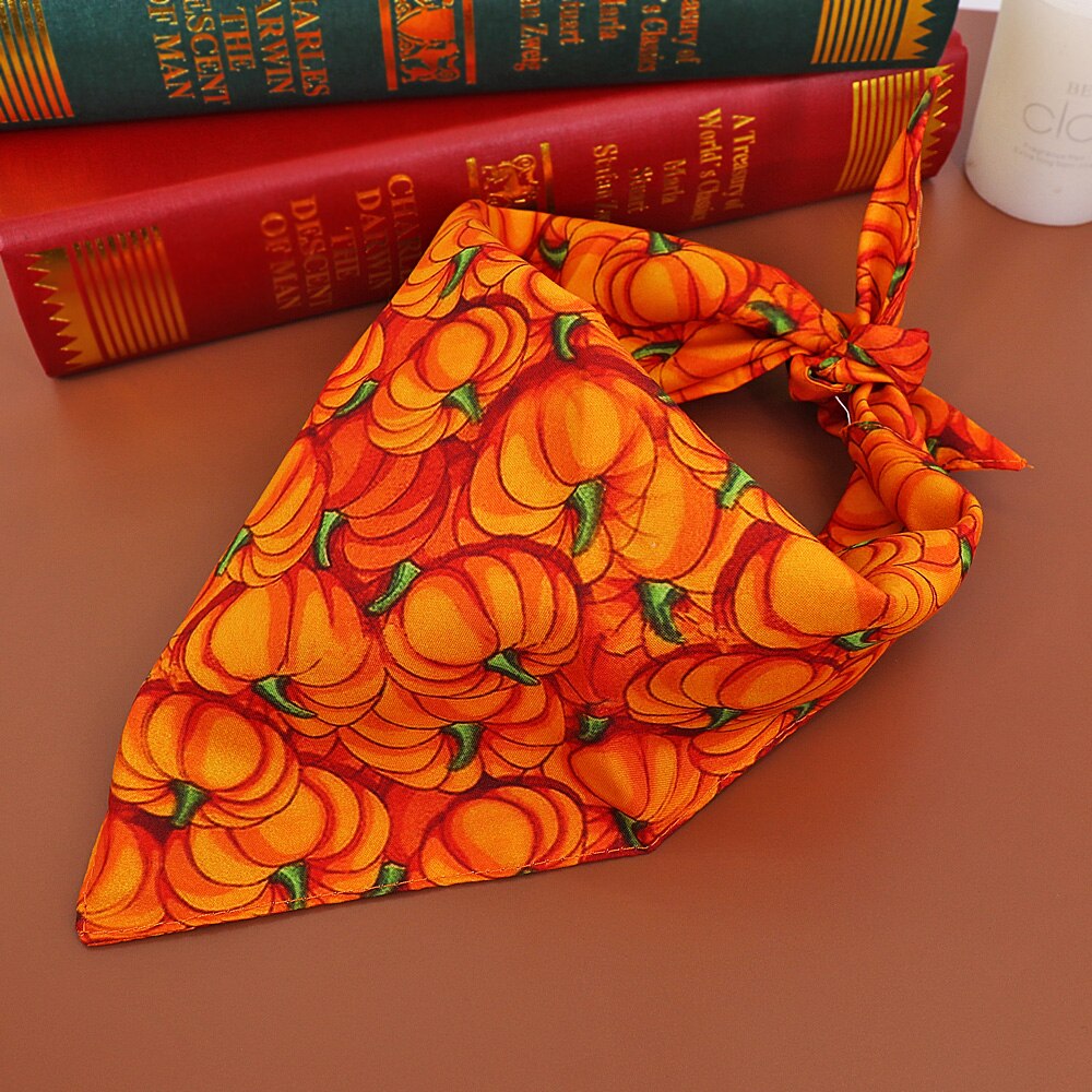 Bandana d'halloween anniversaire pour chien, bavoir de noël pour chien, marguerite, chat, accessoires pour animaux de compagnie, petit, moyen et grand gabarit: Pumpkin Length 70cm