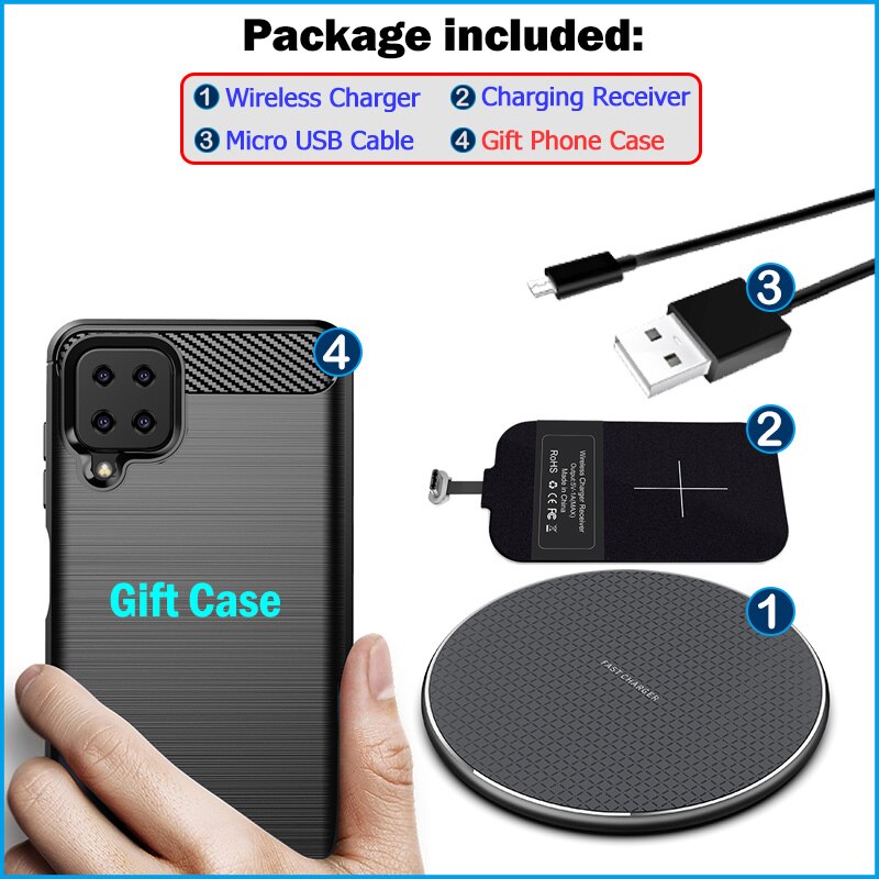 Draadloos Opladen Voor Samsung Galaxy M12 6.5 ''M127F F127G Draadloze Oplader Nillkin Qi Ontvanger USB-C Opladen Adapter Case: Wireless Charger Kit