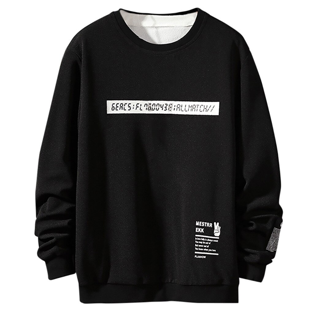 Mannen Sweater sudadera Casual Lange Mouwen Hoodie mannen streetwear Patchwork O-hals Mannelijke Sweatshirt Top sudadera hombre: Black / M