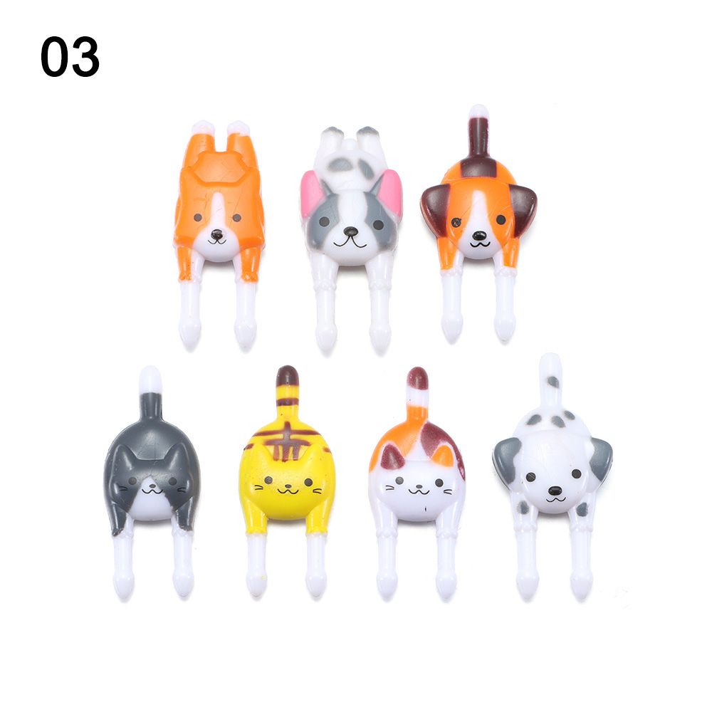 1Set Mini Animal Farm Cartoon Food Picks Reusable Children Snack Cake Dessert Food Fruit Forks Lunch Bento Party Accessories: 3