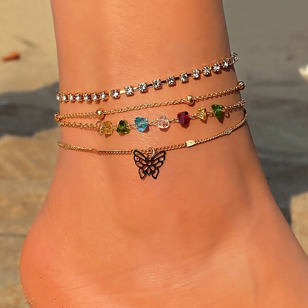 FNIO-tobillera de mariposa Bohemia para mujer, sandalias descalzas de ganchillo, joyería para el pie, pulsera para el tobillo, cadena para la pierna, 2022: FN30014097