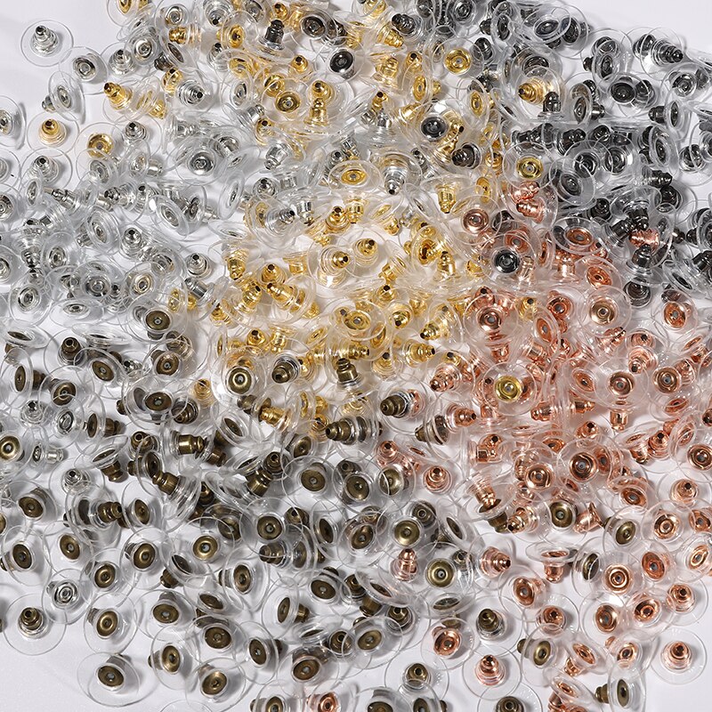 50 stücke DIY Handwerk Zubehör Silizium Zucht Ohrring Zurück Stopper Ohr Beitrag Nüsse Schmuck Erkenntnisse Komponenten Gold und Silber