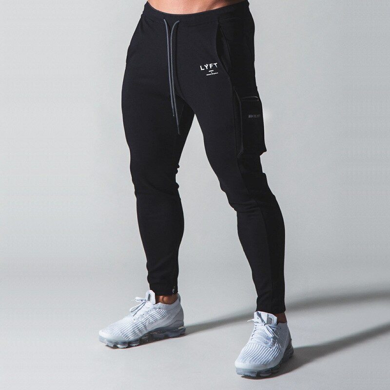 Herre lomme joggingbukser mænd fitness fitness fitness bukser man bomuld jogging sportsbukser plus size træningstøj