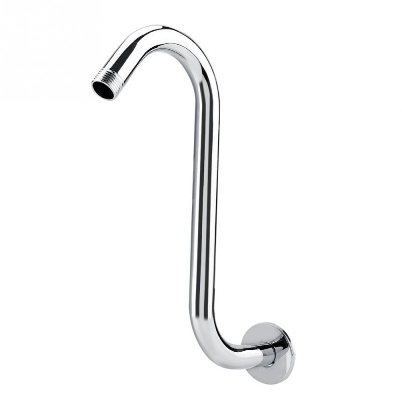 8inch High Rise Extension Stainless Steel S-Curved Goose Neck Shower Arm Chrome Plated for Bathroom Shower