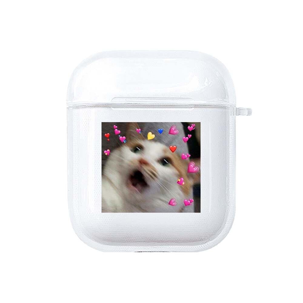 Silicone MEMES case for Apple Airpods 1 2 Case Transparent Soft Cover for Air Pod Dogs meme Case protective Airpods Cover Fundas: PS101002