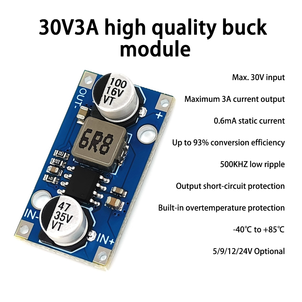 DC-DC 6V-30V To 5V 9V 12V Step-down Power Supply Module 3A Voltage Regulator For Arduino 93% Conversion Efficiency