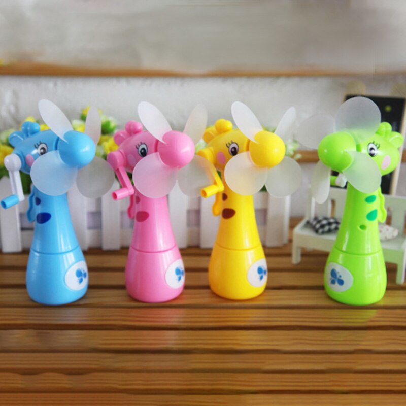 Mini Fan Cartoon Giraffes Portable Handheld Desk Humidification Kid Toy Handheld Water Mist Fan For Child Green