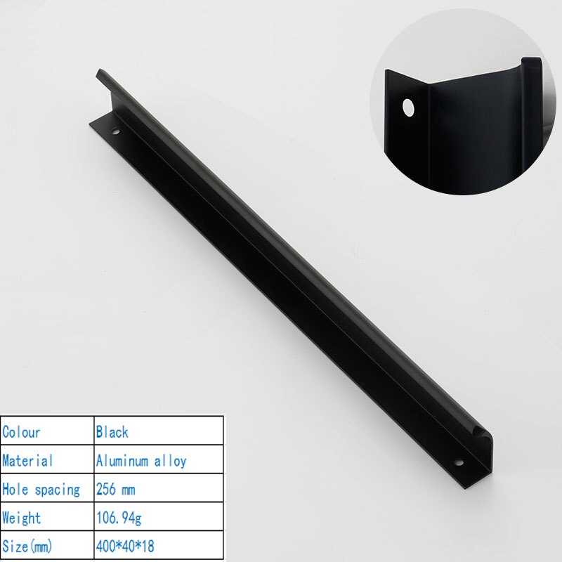 Poignées murales modernes et simples pour tiroirs, avec boucle de meubles décoratifs américains, haut de gamme: Black 6814-320mm