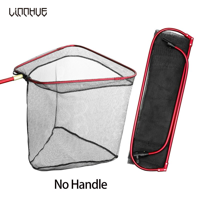 Foldable Triangle Fishing Net Aluminum Alloy 40cm/60cm Depth Portable Handle Landing Net Pole Fishing Brail Folding Net Tackle: Burgundy
