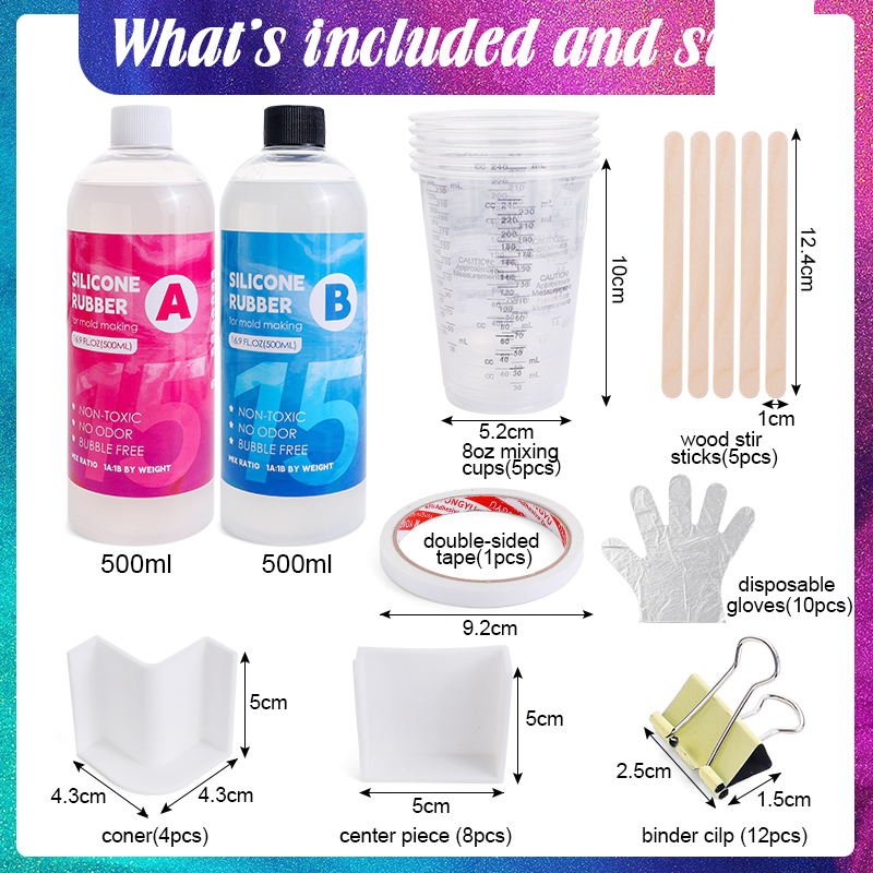 Testkit för tillverkning av silikonformar, snabbhärdande formtillverkning, silikongummi, platinahärdad gjutning, silikon för gjutning av hartsformar