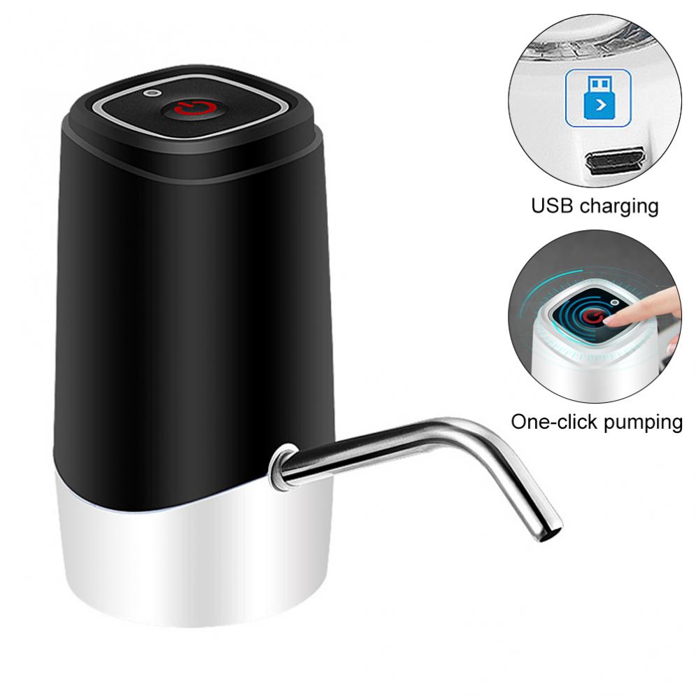 Bärbar mini tryckknapp trådlös elektrisk dispenser vattenpump med usb-kabel /304 rostfria rör 4.5l-18.9l pipiga