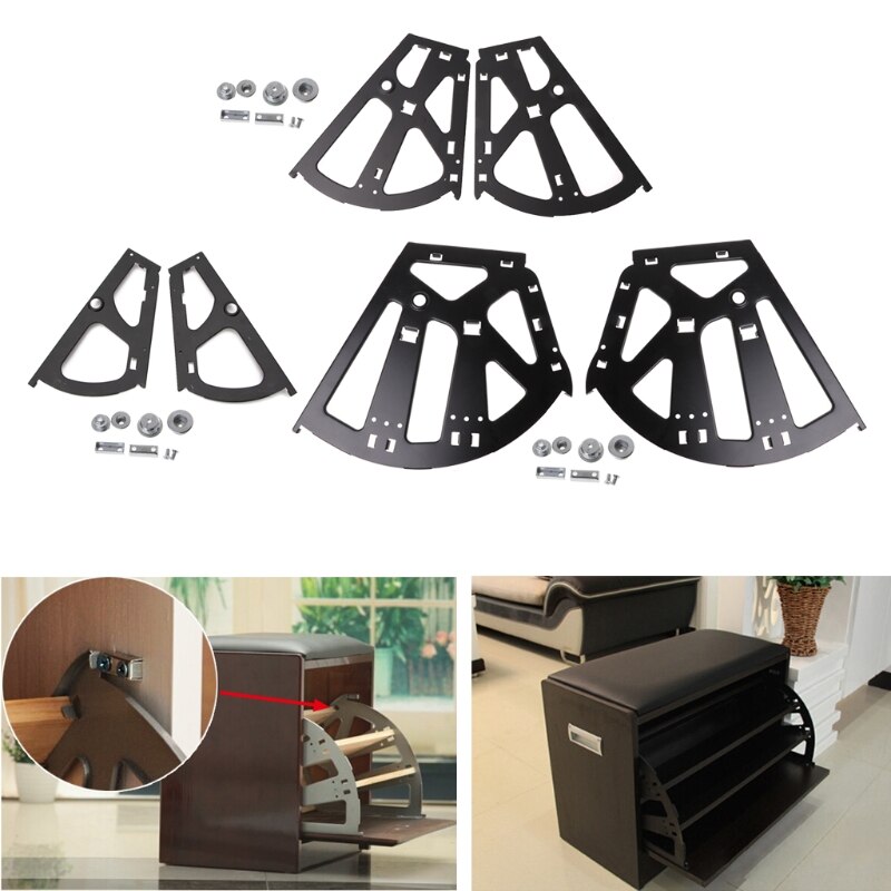 1 Pair Shoes Cabinet Hinges Flip Frame Hidden Movable Turning Rack Over Fittings JU05