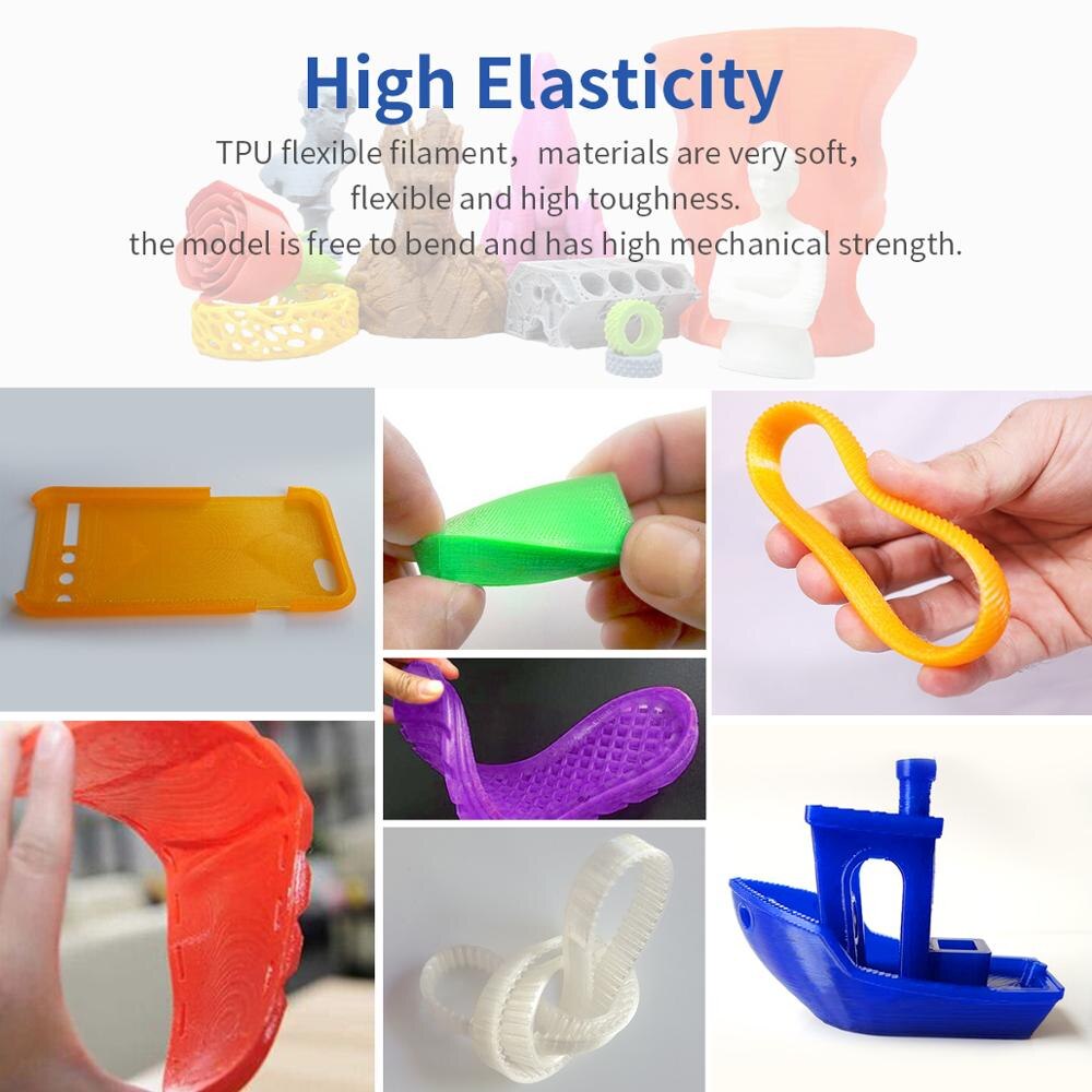 Tpu fleksibel filament 0.5kg 1.75 filament tpu sunlu til 3d printer giftfri 100%  ingen boble