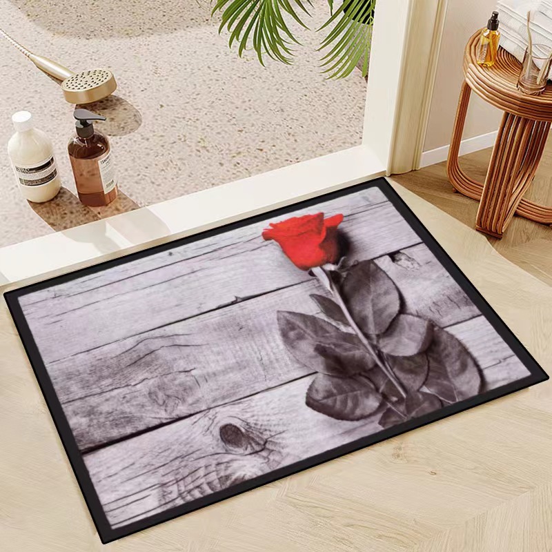 VIKAMA-alfombrilla de suelo con flores de grano de madera 3D, alfombrilla para puerta de entrada, alfombrilla para pies, flor decorativa para el Día de San Valentín, 40x60CM: 1.200 mm x 1.700 mm / Rosa