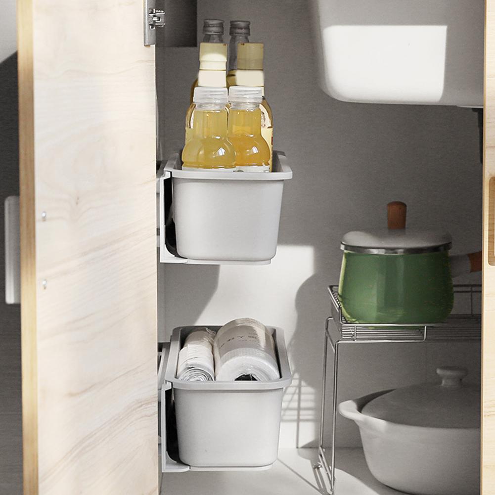 High Capacity Frosted Cabinet Storage Box Wall-mounted Container No Need Perforate For Kitchen Cabinet Bathroom