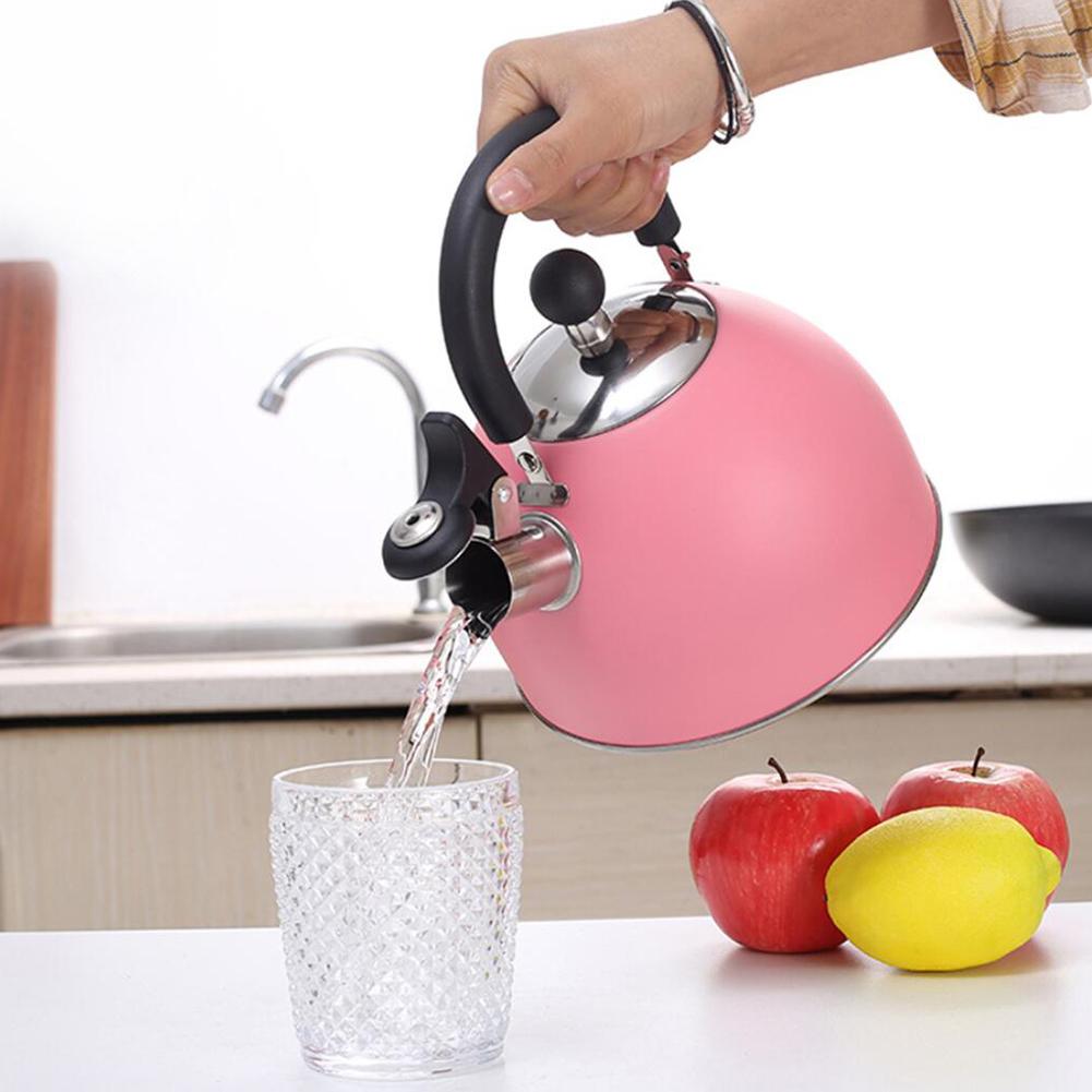 2L Pink Whistling Kettle For Gas Stove All Stovetops Stainless Steel Coffee Tea Rising Kettle With Whistle Teapot