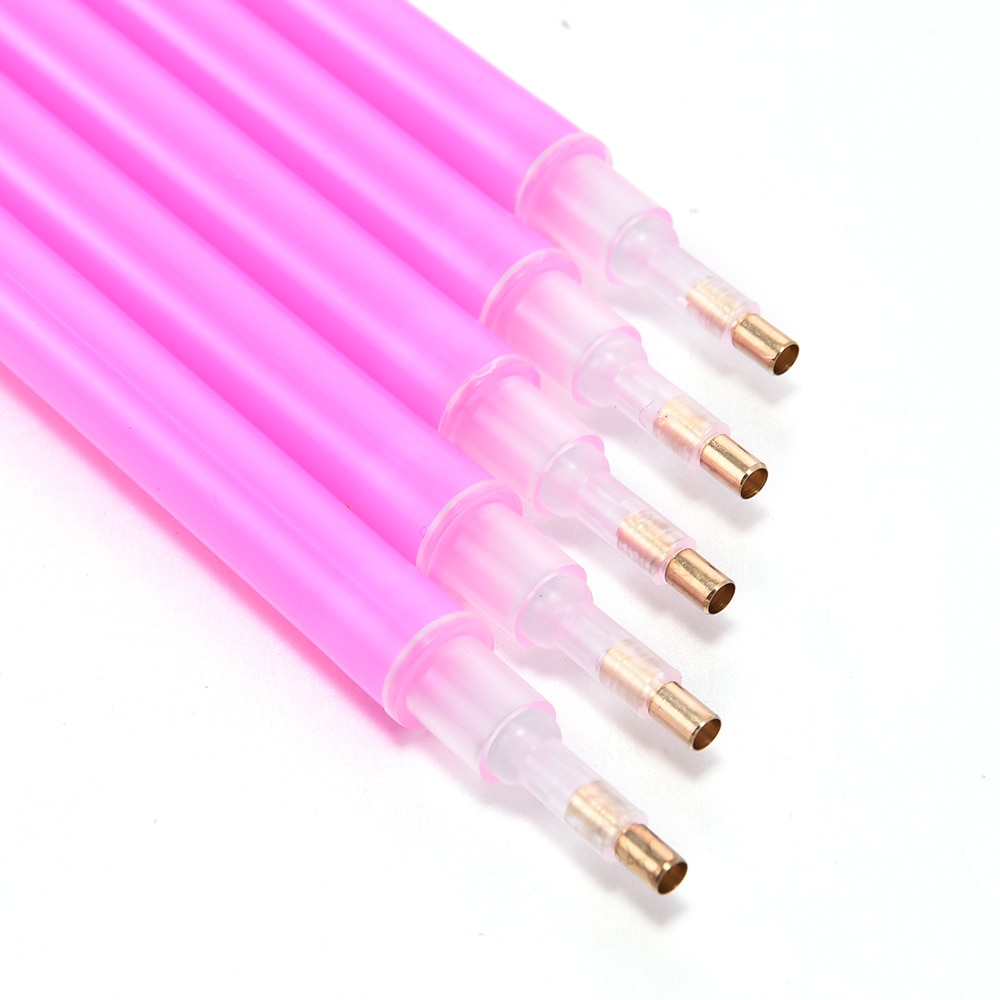 Juego de 5 unids/set de herramientas de plástico para punteo de uñas, lápiz de pintura de uñas, diamantes de imitación, pasta de lápiz, puntos de cera para uñas