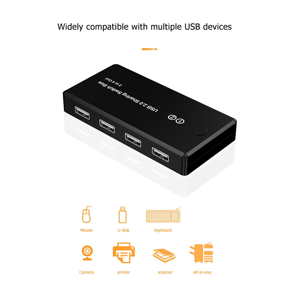 Suitable for HW-1509 2x4USB 2.0 peripheral device sharing switch selector 2 computers sharing 4 USB device adapters for keyboard