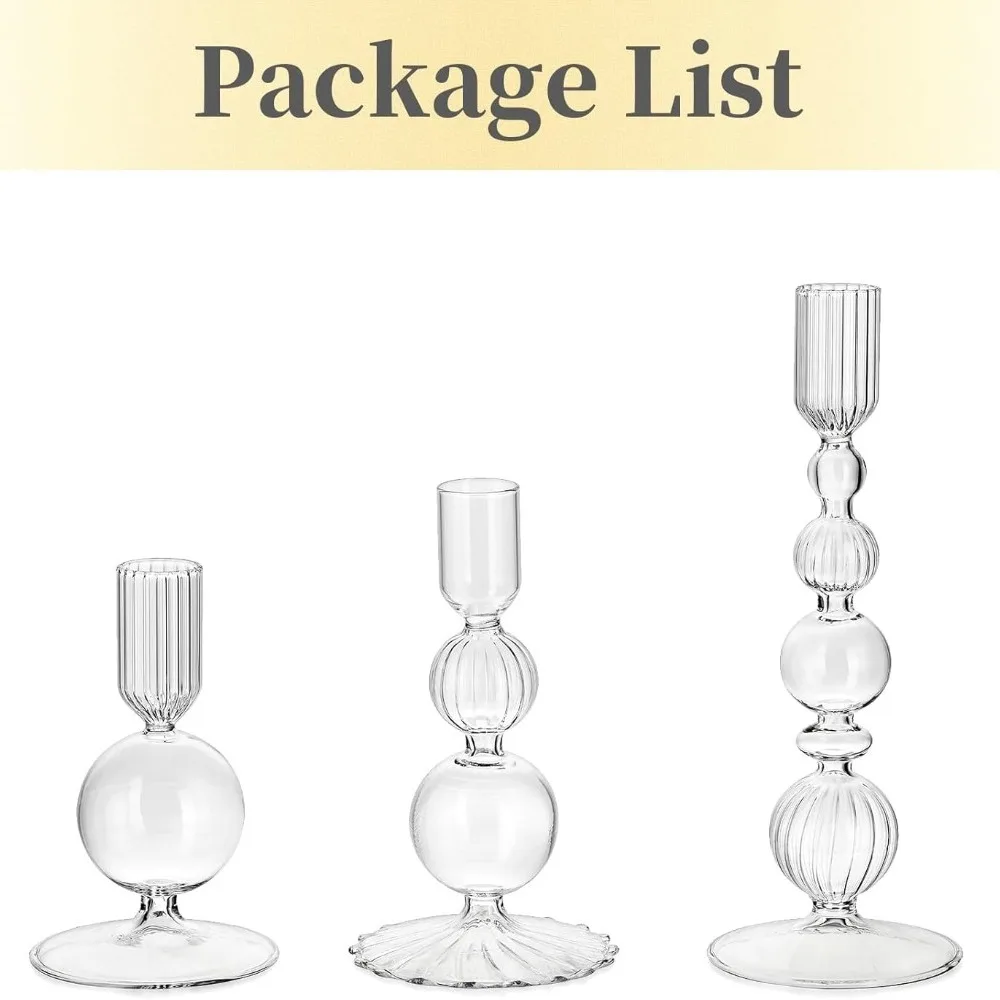 3 pçs castiçais de vidro castiçais cônicos de vidro groovy ondulado elegante vela vara para decoração de festa em casa: Branco