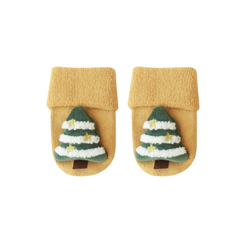 Calzini per bambini di natale albero babbo natale calzini da pavimento in cartone animato 3D calzino invernale suola antiscivolo per accessori per abbigliamento da bambino per bambina: tree sock / 12m