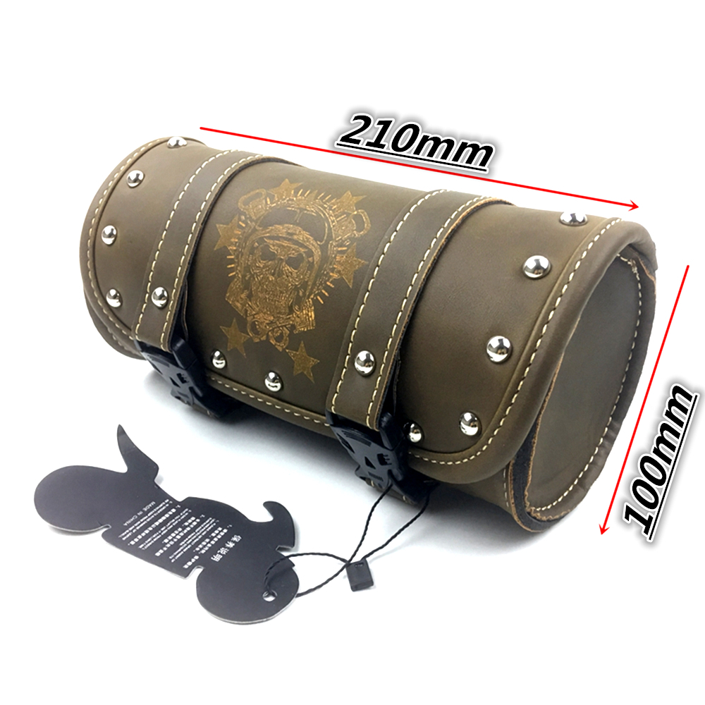 2022 neue Motorrad Gabel Tasche Leder Cruiser Werkzeug Rolle Barrel Tasche Gabel Barrel Form Lenker Schwarz Satteltaschen Lagerung