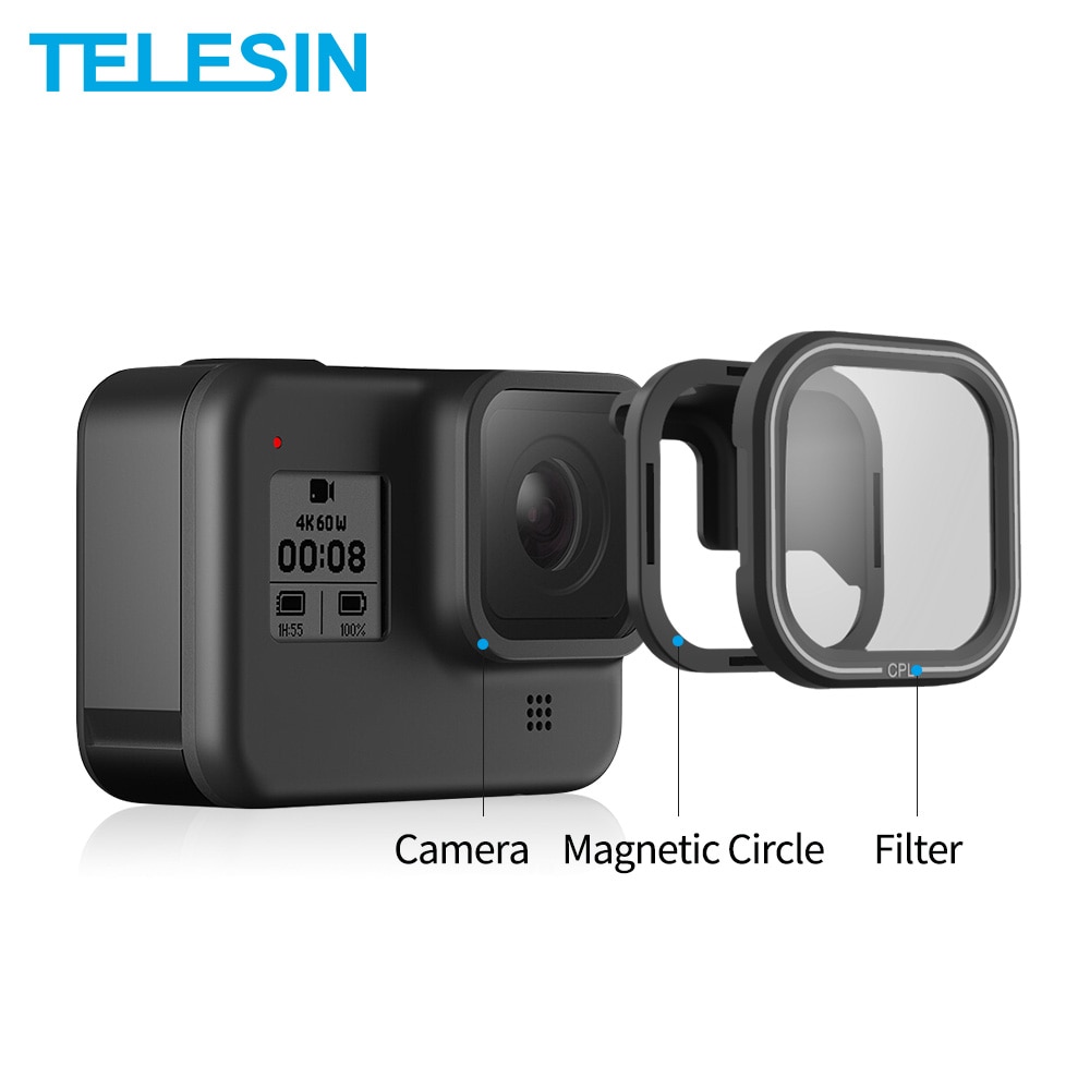 Telesin 4Pack ND8 ND16 ND32 Cpl Magnetische Filter Set Lens Protector Nd Cpl Filter Voor Gopro Hero 8 Action camera Lens Accessoreis