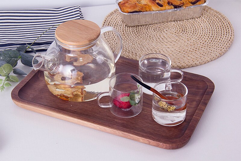 Rectangle Black Walnut Wood Pan Plate Fruit Dishes Saucer Tea Tray Dessert Dinner Bread Pizza Wood Plate Tea tray