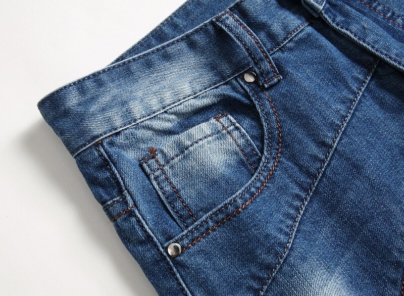 Kimsere herre revet jeansbukser med skrog lappet nedtrykt denim bukser kamuflasje lappeteppe pluss størrelse 29-42