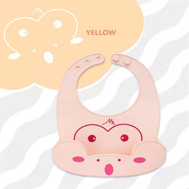 Children's silicone wide cartoon animal cute waterproof bib adjustable stereo pocket snoring baby bib