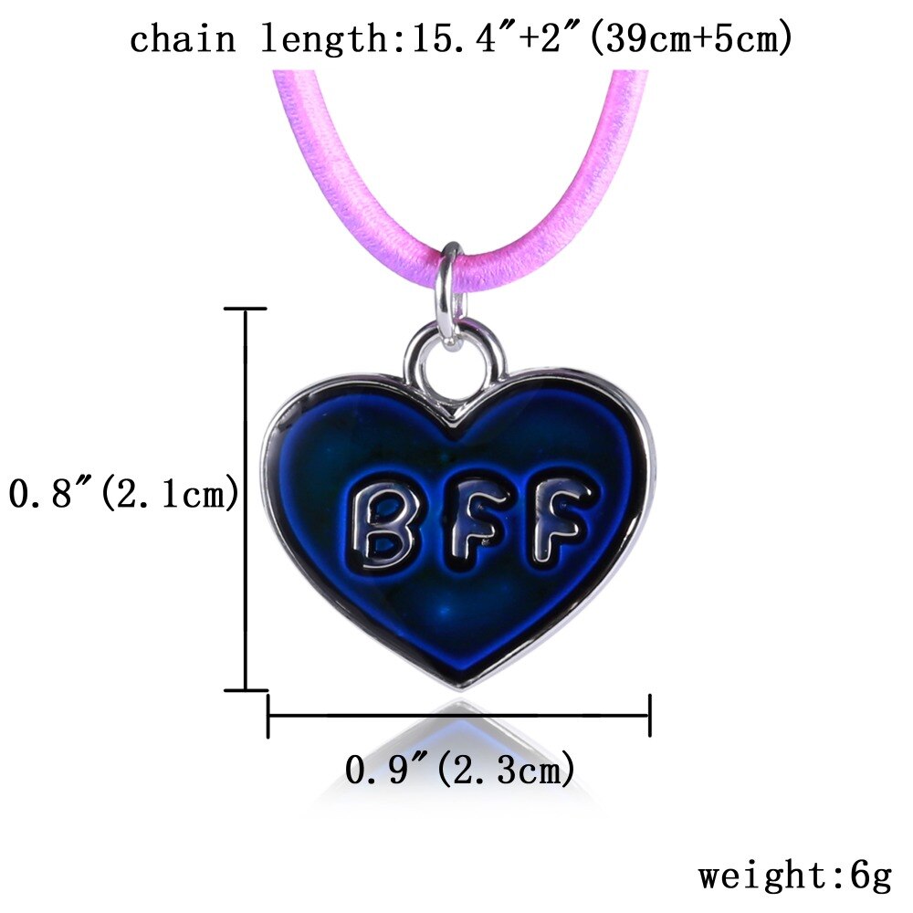 BFF Beste Vriend Voor Altijd Changing Mood Ketting Hanger Hart Ketting Enamel Ketting Sieraden Kleur Veranderende Door Temperatuur