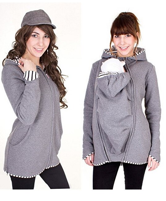 Katoen Vrouwen Moederschap Carrier Baby Houder Jas Kangoeroe Carrier Baby Houder Jassen Hoodies Uitloper Zwangerschap Vrouwen Jas 2