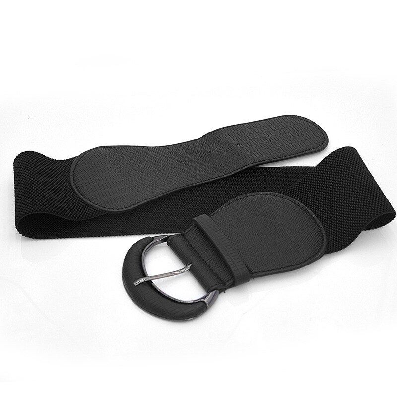 Cinturón elástico de cintura ancha para mujer, cinturón de nailon negro y rojo, corsé con hebilla de gancho