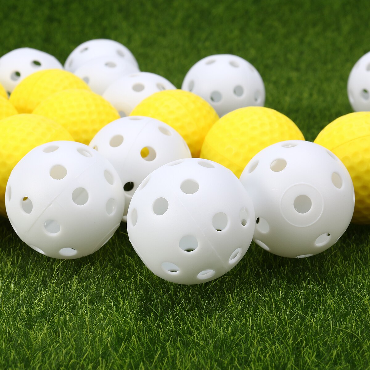 20 piezas de plástico perforada jugar bolas hueco de práctica de Golf entrenamientos deportivos bolas y 12 piezas de espuma suave pelotas de Golf