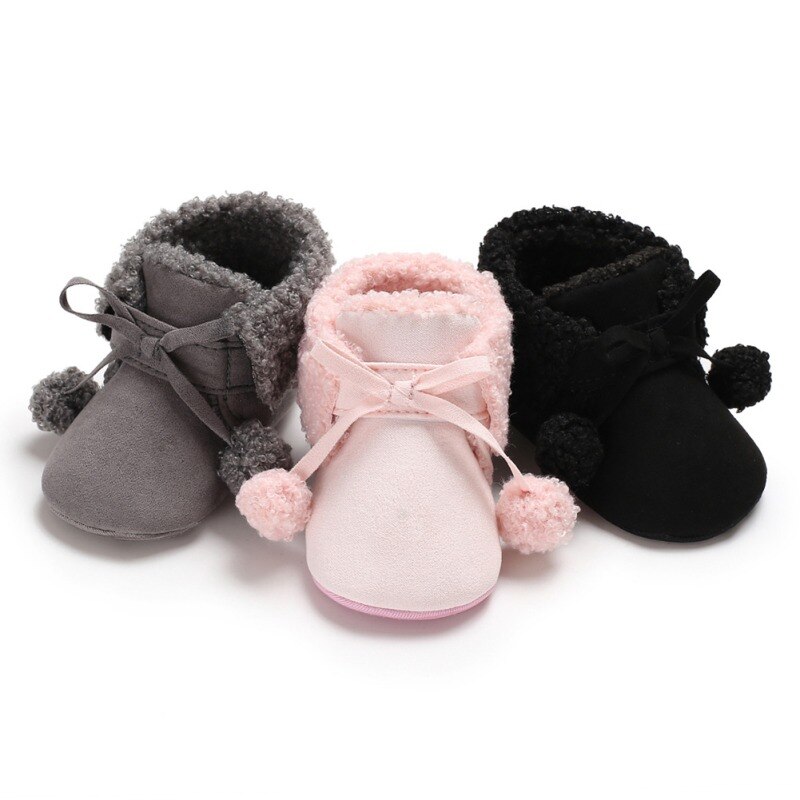 Winter Soft Plush baby Booties Infant Anti Slip Snow Boots super Warm ball Baby Girl Boy Boots Soft Sole