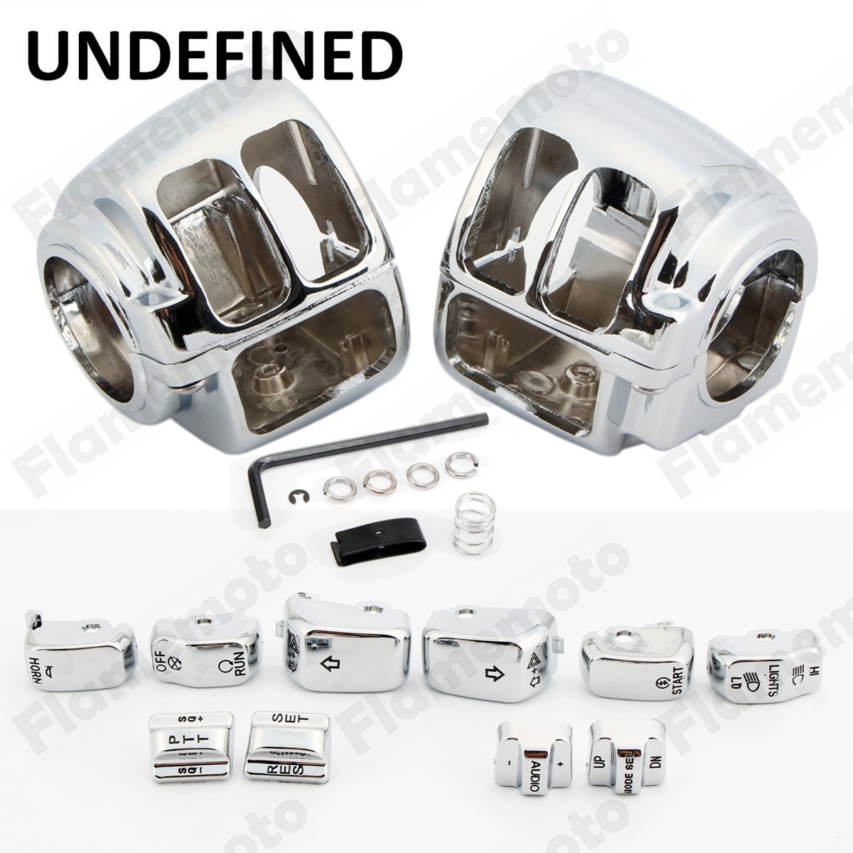 Motorcycle Parts Aluminum Chrome Switch Housing Cover Kit +10 Cap Motorbike For Harley Sportster XL 883 1200 Road King UNDEFINED