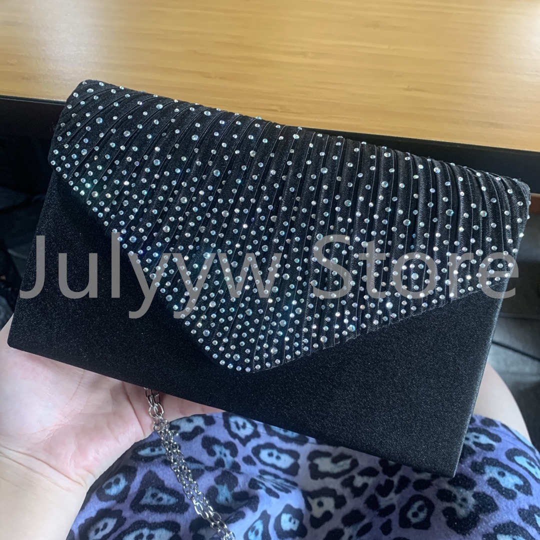 Purple Women Wedding Clutch Luxury Handbag Women Bags Clutch Female Yellow Summer Clutches Female Evening Prom Bag: black