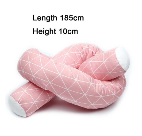 Newborn Baby Bed Splice Bumper Long Pillow Children Sleeping Anti-collision Bed Back Children Room Bumper Bedding Decoration: Pink diamond