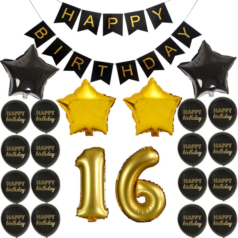 Happy Birthday Banner Balloon Adlut 33 30th Birthday Party Decoration 16 17 21 22 24 25 26 27 Years old Birthday Party Blloons