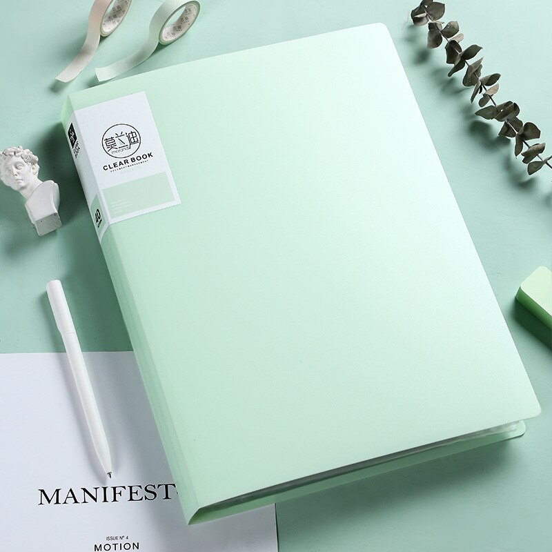 40 60 80 Pages A4 Size A4 Information Book Folder Storage Rganizer Book Multi-layer Loose-leaf Folder Student Office File Book: 40 pages green