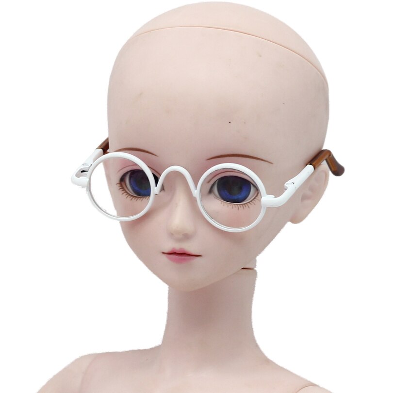 Bjd 6.5cm runde briller 1/3 60cm bjd msd sd dukke solbriller gratis forsendelse: Hvid