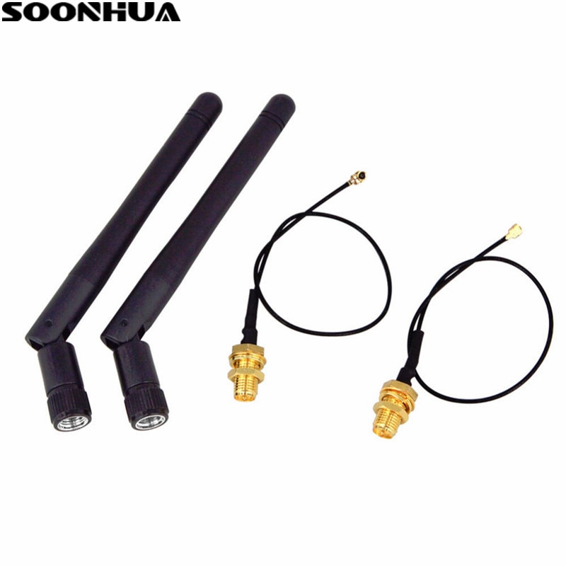 Soonhua 2.4Ghz Wifi Antenne RP-SMA Mannelijke Draadloze Router Met 10Cm Pci Ufl Ipx Naar Rp Sma Pigtail Kabel voor Draadloze Router Antenne