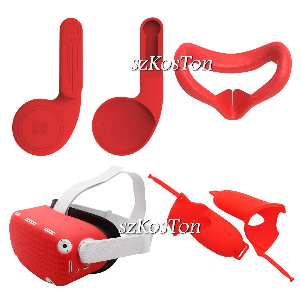 Orejeras de silicona para auriculares Oculus Quest 2 VR, solución de sonido mejorada para Oculus Quest 2, accesorios, orejeras con reducción de ruido: Red 4 Kits