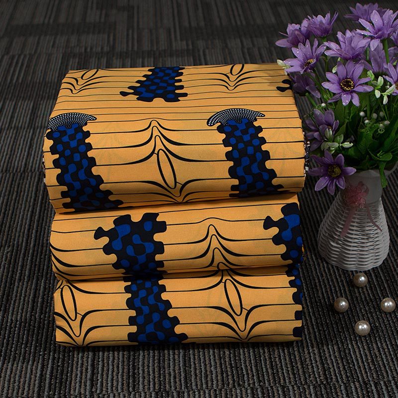 yellow flat polyester yellow print cloth woven fabric clothing fabrics yako wax 100% Polyester satin fabric dress