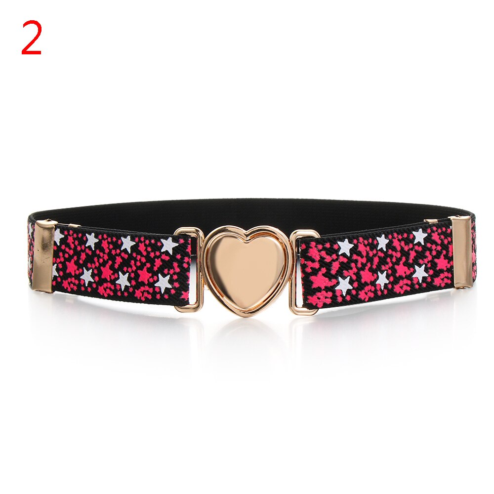 Kids Elastic Belts Girl Stretch Waist Belt Adjustable Heart Belt Uniform Belt for Teen Kids Girls Dresses: 2