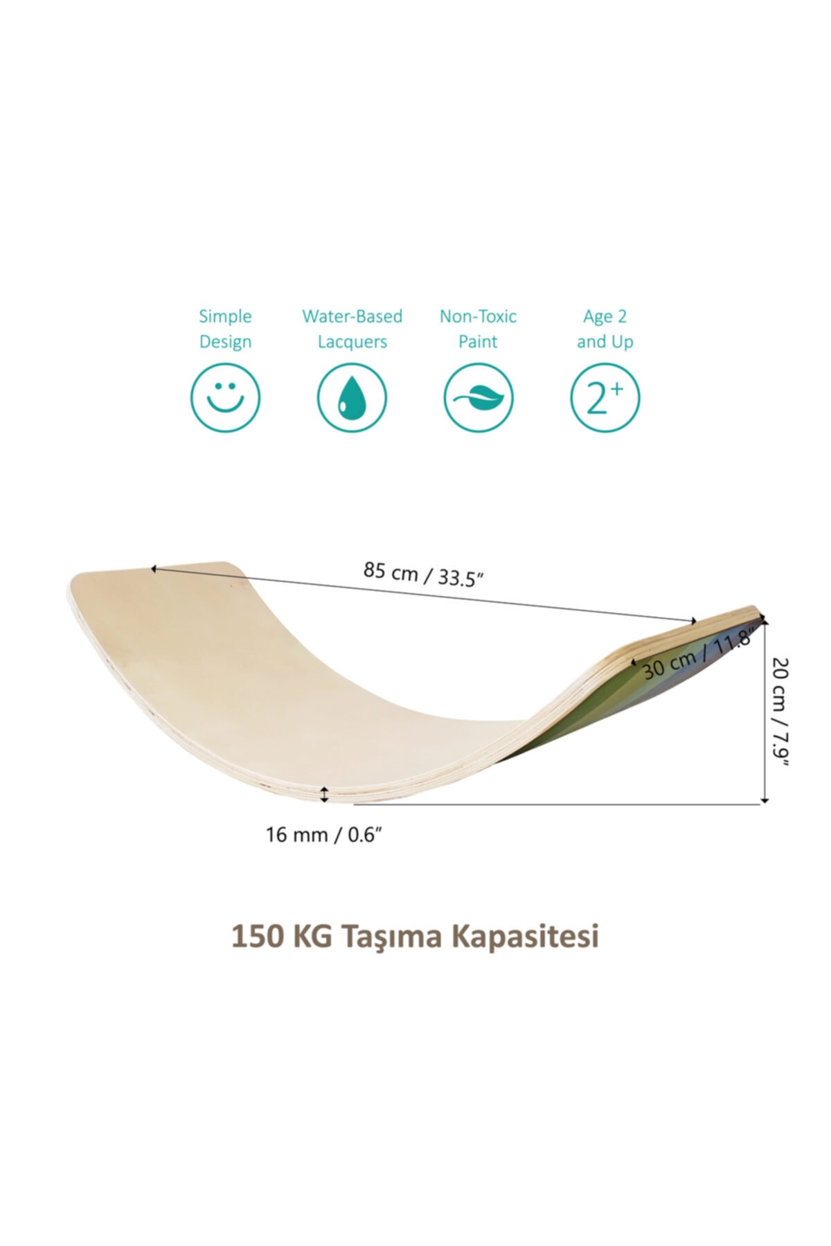 Balans Tahtası Aqua Big Size-Natuurlijke Hout