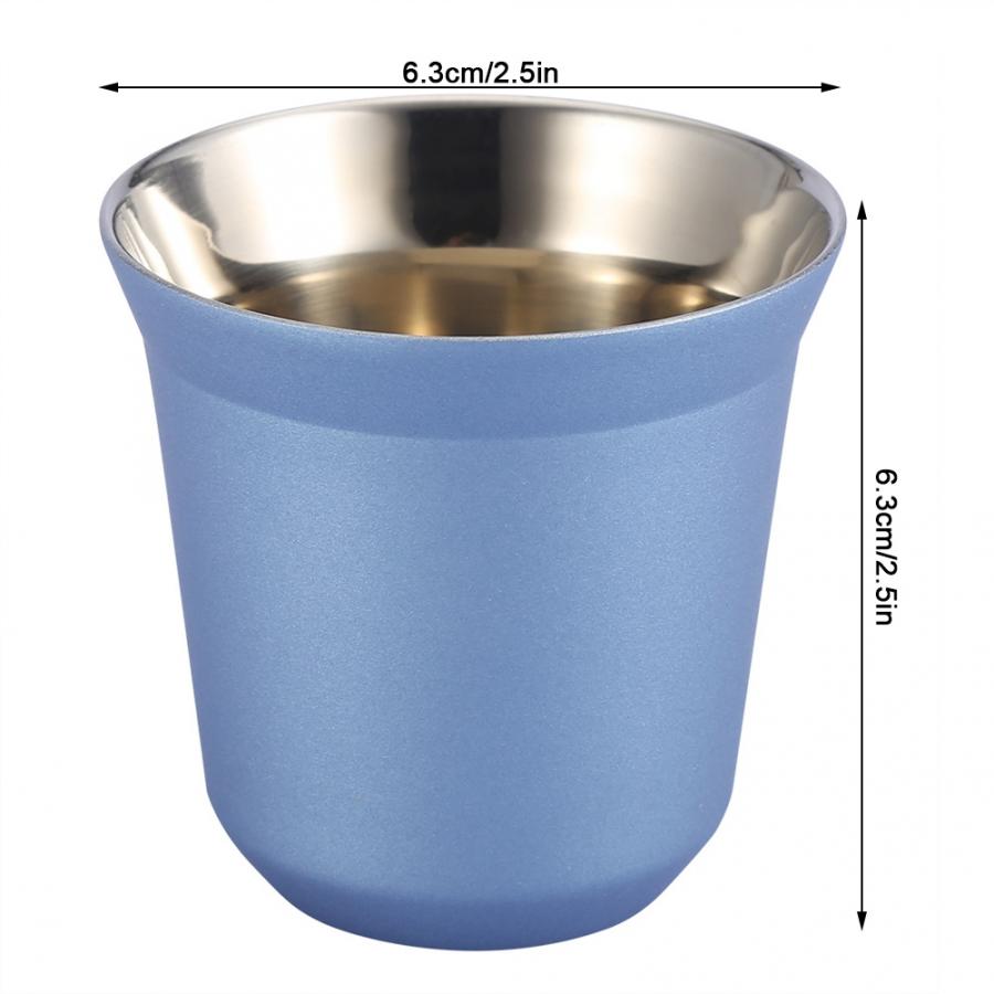 85Ml Portable Rvs Beker Dubbele Laag Herbruikbare Water Koffie Cup Whisky Melk Mokken Outdoor Reizen Camping cup: Blauw