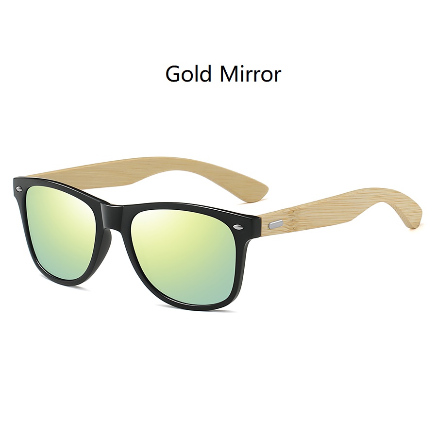 Mode Bamboe Hout Vintage Vierkante Zonnebril Mannen Vrouwen Luxe Zonnebril Houten Rijden Vissen Uv400 Brillen: Goud