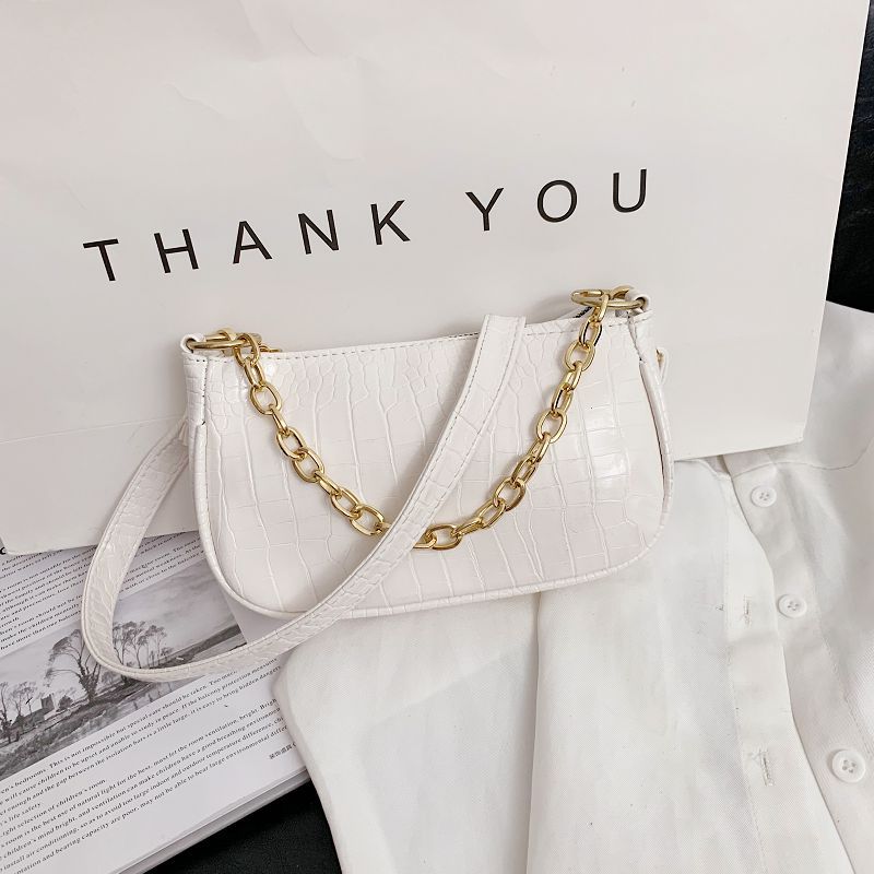 Damenhandtaschen aus pu-leder, henkeltaschen, umhängetaschen mit krokodilmuster, schultertaschen, schlichte damenhandtaschen: Weiß